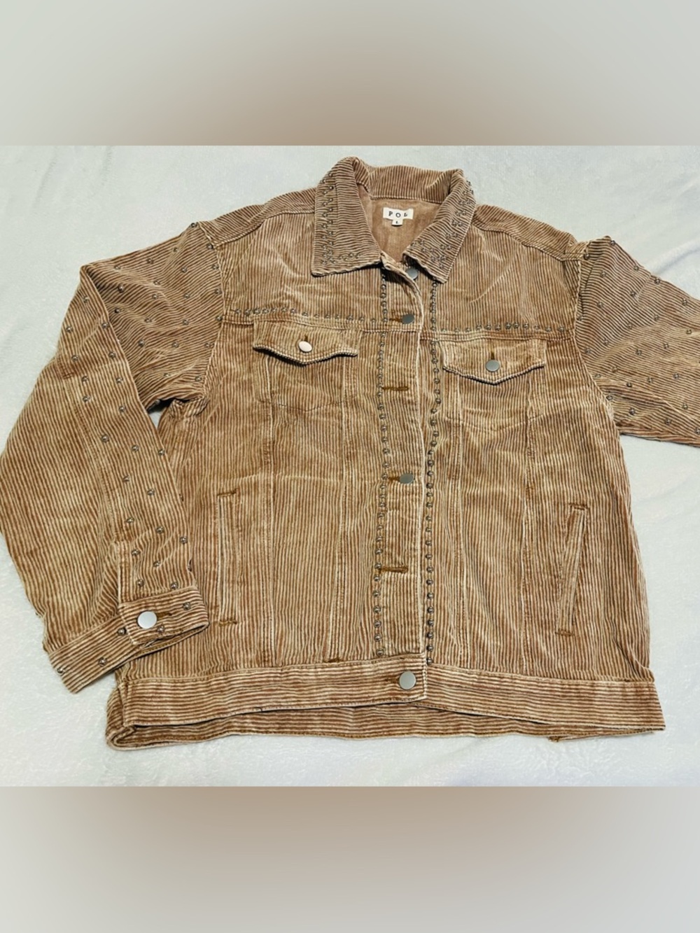 NEW! POL Corduroy Studded Jacket in Camel Brown Sz. L